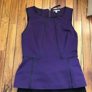 Halogen peplum top with faux leather detail
